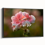 Framed botanical wall art featuring a vibrant geranium design on a black canvas, showcasing intricate details and a modern aesthetic, perfect for home decor.