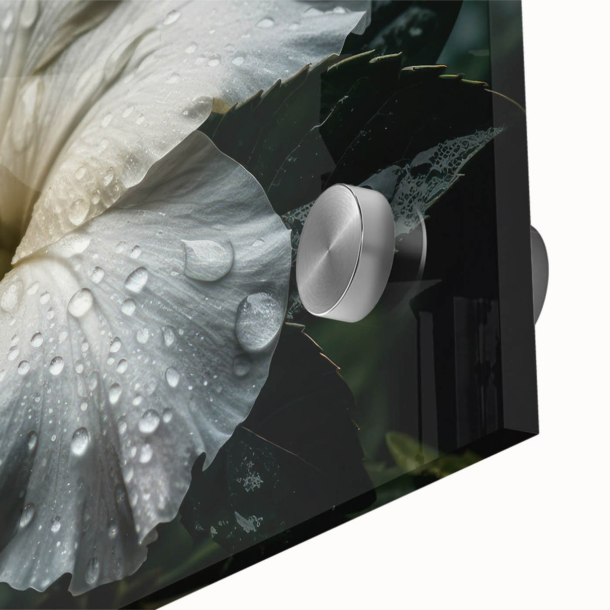 Close-up of a vibrant hibiscus flower wall art design, featuring vivid colors and intricate botanical details, printed on high-quality acrylic glass for a stunning display.