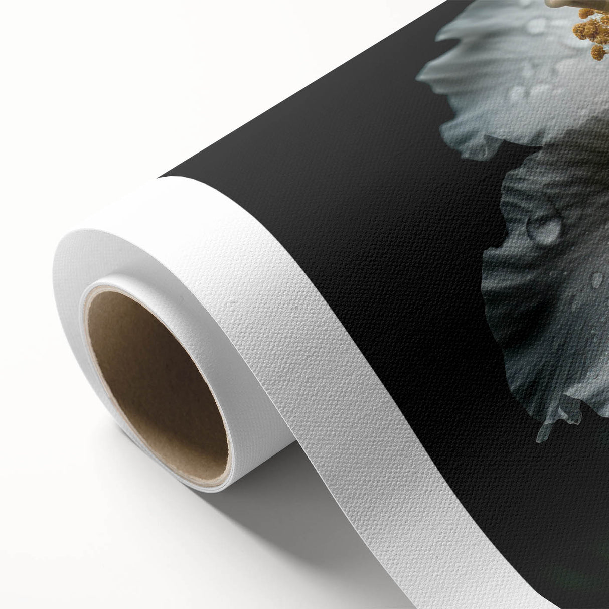 Vibrant rolled canvas print showcasing a botanical hibiscus design with intricate details, perfect for home decor or art collection, presented in a protective tube.