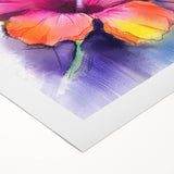Vibrant rolled canvas artwork showcasing a detailed hibiscus floral design, perfect for home decor or botanical enthusiasts, beautifully packaged for easy display.