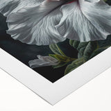 Vibrant botanical art print featuring a detailed hibiscus flower design on rolled canvas, perfect for home decor or artistic display. Ideal for nature lovers and interior design enthusiasts, this colorful wall art piece adds a tropical touch to any space.