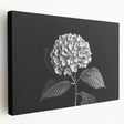 Hydrangea floral wall art design on stretched canvas, showcasing vibrant blue and green tones, perfect for home decor or botanical-themed interiors.