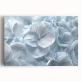 Vibrant botanical wall art featuring a hydrangea design printed on stretched canvas, showcasing rich colors and intricate floral details, perfect for home decor.