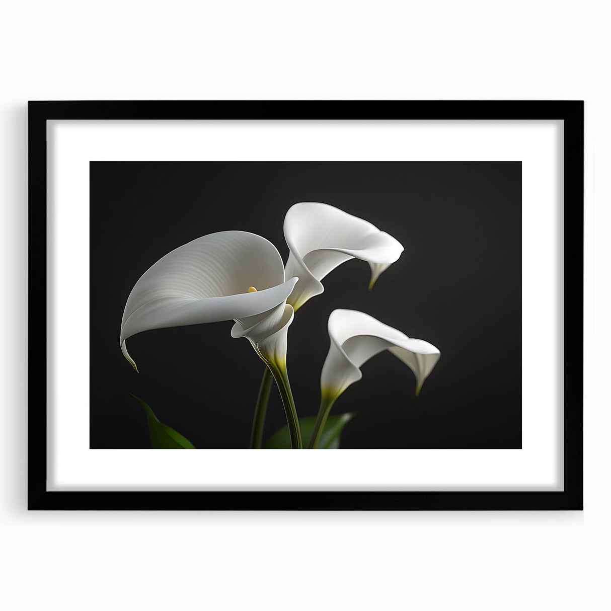 Botanical wall art featuring a detailed iris design in a black frame with a mat, perfect for home decor or gallery displays, enhancing any interior style.
