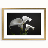Botanical wall art featuring a stunning gold-framed iris design, set against a soft mat background, exuding elegance and sophistication for home decor. This floral artwork adds a touch of nature-inspired beauty to any living space, perfect for modern interiors.