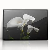 Framed wall art featuring a botanical iris design in vibrant colors, set in a sleek black frame, perfect for home decor or gallery display.