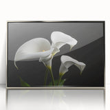 Framed wall art featuring a botanical iris design in vibrant colors, set in a sleek silver frame, perfect for adding elegance to home decor.