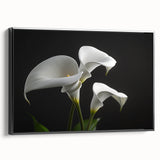 Framed wall art featuring a botanical iris design in vibrant colors, presented in a sleek black frame, ideal for home decor and enhancing interior aesthetics.