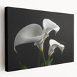 Elegant stretched canvas wall art showcasing a botanical iris design in vibrant colors, displayed in a side view to highlight its textured surface and artistic details. Perfect for home decor enthusiasts seeking a unique floral accent.