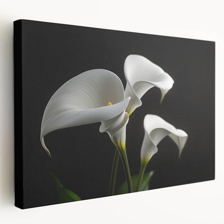 Elegant stretched canvas wall art showcasing a botanical iris design in vibrant colors, displayed in a side view to highlight its textured surface and artistic details. Perfect for home decor enthusiasts seeking a unique floral accent.