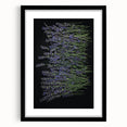 Botanical wall art featuring a lavender design, framed with a black mat and sleek frame, perfect for home decor. Ideal for adding a calming touch to any room.