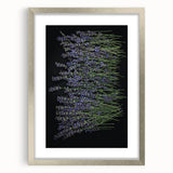 Botanical wall art featuring a lavender design, elegantly framed with a silver mat. The artwork showcases delicate floral patterns, perfect for home decor.