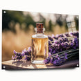 Botanical wall art collection showcasing a side view of a lavender design printed on acrylic glass, elegantly displayed with decorative pins, perfect for enhancing any floral-themed decor.