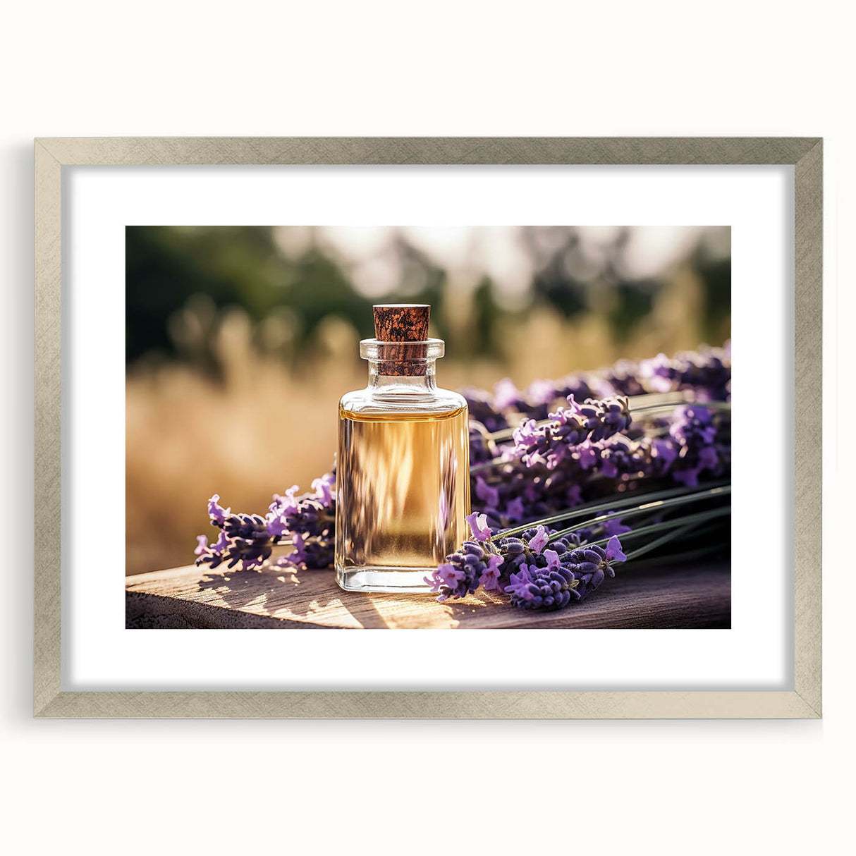 Botanical wall art collection featuring a framed lavender design with a silver mat, showcasing intricate floral details and elegant color tones, perfect for home decor.