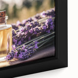 Framed botanical wall art featuring a detailed close-up of lavender flowers, showcasing vibrant purple hues and intricate textures, perfect for home decor.