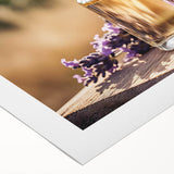 Lavender botanical wall art design on rolled canvas, showcasing delicate purple flowers with intricate details, ideal for home decor and relaxation themes.