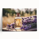 Botanical wall art featuring a delicate lavender design on stretched canvas, displayed elegantly, showcasing vibrant purple hues and intricate floral details. Perfect for enhancing home decor.
