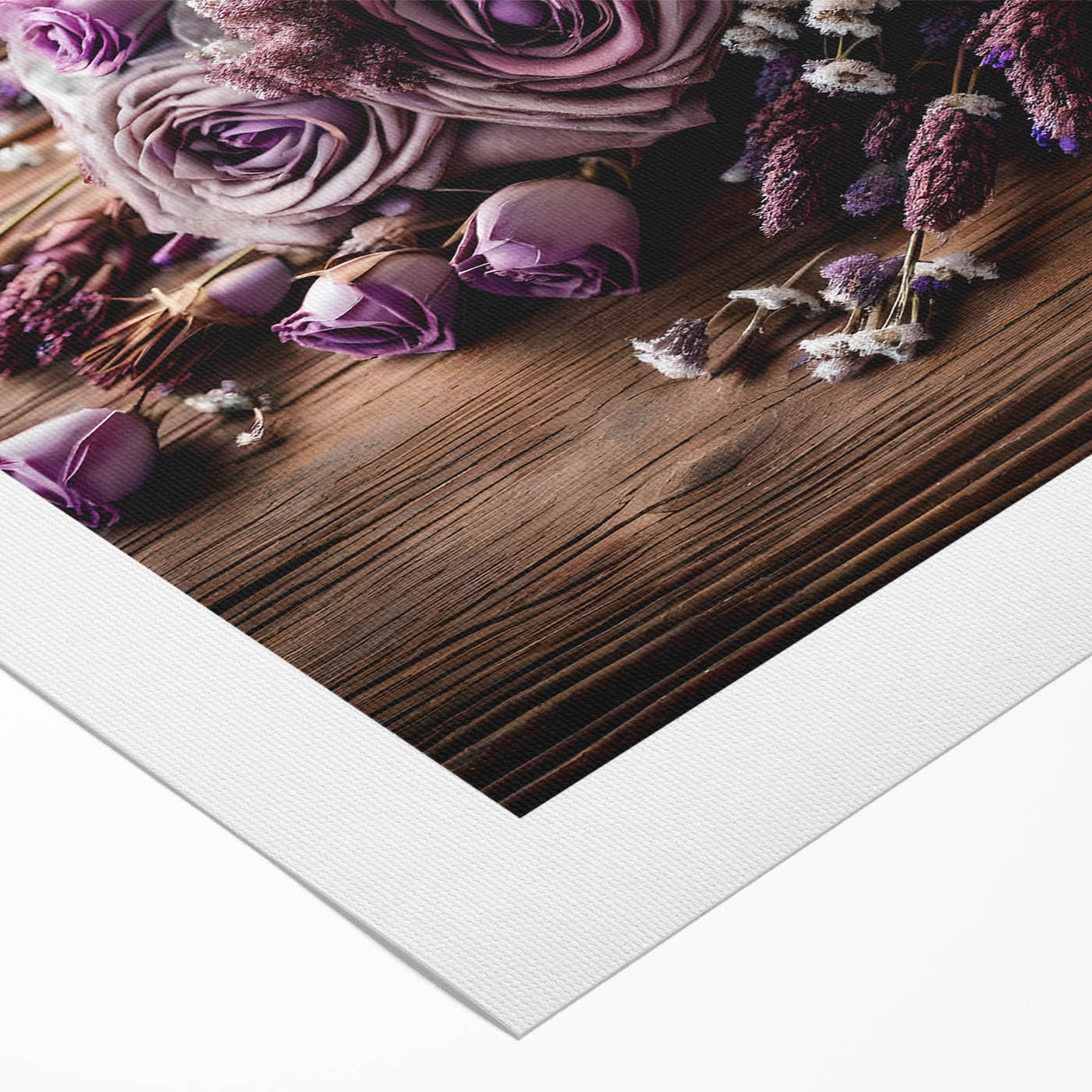 Lavender botanical wall art design on rolled canvas, showcasing delicate flowers and soft hues, perfect for enhancing home decor with a serene touch.