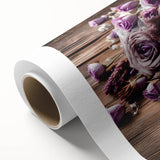 Lavender botanical wall art design on rolled canvas, showcasing delicate purple flowers with green foliage, perfect for adding a serene touch to home decor.