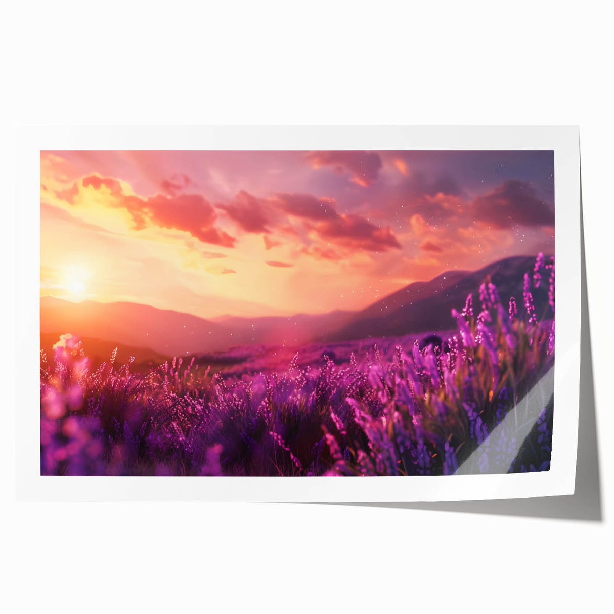 Botanical wall art print featuring a delicate lavender design on a soft pastel background, elegantly rolled for easy display. Perfect for home decor or gift giving.