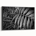 Framed canvas wall art featuring a botanical design of vibrant flowers and leaves, displayed against a sleek black background, ideal for home decor.