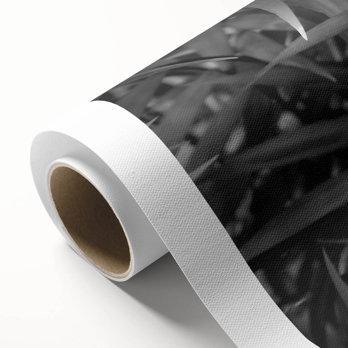 Rolled canvas wall art showcasing an elegant botanical design with vibrant flowers and leaves, ideal for home decor. Packaged securely in a durable tube.