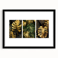 Botanical wall art collection featuring vibrant flowers and leaves in a black frame with matting, ideal for adding elegance to home decor.