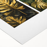 Botanical wall art featuring colorful flowers and intricate green leaves on a rolled canvas, ideal for home decor or artistic display in modern interior settings.