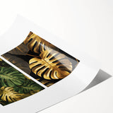 Botanical wall art print showcasing intricate floral and leaf designs in vibrant green and earth tones, ideal for home decor or nature-themed spaces, rolled for easy framing.