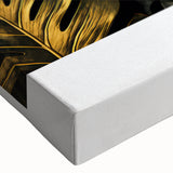 Close-up of a stretched canvas wall art featuring a vibrant botanical design with colorful flowers and leaves, perfect for home decor and nature enthusiasts.