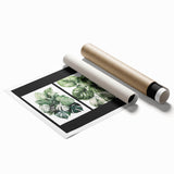 Botanical wall art collection showcasing vibrant flowers and leaves in an elegant design, ideal for enhancing home decor. Perfectly rolled for easy framing.