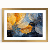 Botanical wall art featuring a vibrant floral and leafy design, framed in elegant gold with a mat, perfect for modern home decor. Ideal for nature lovers.