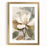 Botanical wall art collection showcasing vibrant floral and leaf designs in a stylish gold frame with matting, perfect for enhancing home decor aesthetics.