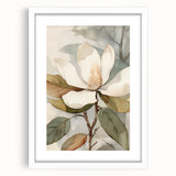 White-framed botanical wall art collection featuring an elegant arrangement of colorful flowers and leaves, ideal for home decor and nature enthusiasts.