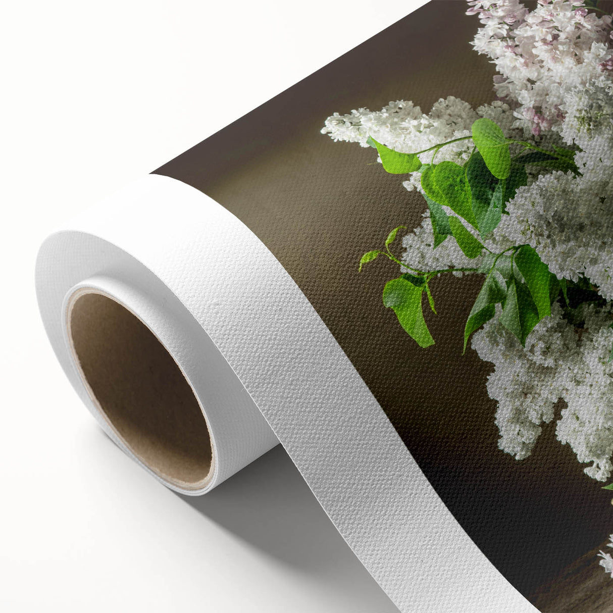 Botanical wall art featuring a vibrant lilac design on rolled canvas, showcasing intricate floral details and rich colors, perfect for home decor or gifting.