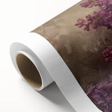 Botanical wall art featuring a vibrant lilac design on rolled canvas, showcasing intricate floral details and rich purple hues, ideal for home decor.