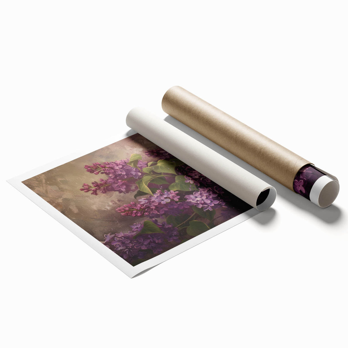 Vibrant botanical wall art print featuring a detailed lilac flower design, showcasing rich purple hues and delicate petals, perfect for home decor or floral enthusiasts.