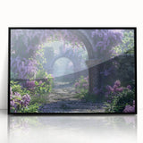 Framed wall art collection featuring a vibrant lilac botanical design, showcased in a sleek black frame, ideal for enhancing home decor with floral elegance.