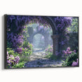 Framed canvas wall art showcasing a vibrant lilac botanical design with a black frame, ideal for enhancing home decor and adding a touch of elegance.