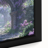 Close-up of a beautifully framed lilac botanical wall art piece showcasing intricate floral details, vibrant purple hues, and delicate textures, perfect for home decor.