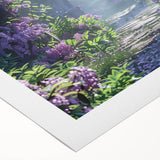 Rolled canvas displaying a vibrant lilac botanical design, featuring delicate floral details and soft pastel colors, perfect for enhancing home decor.