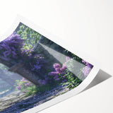 Vibrant lilac floral wall art rolled print showcasing intricate botanical illustrations in soft purple and green tones, ideal for home decor enhancement.