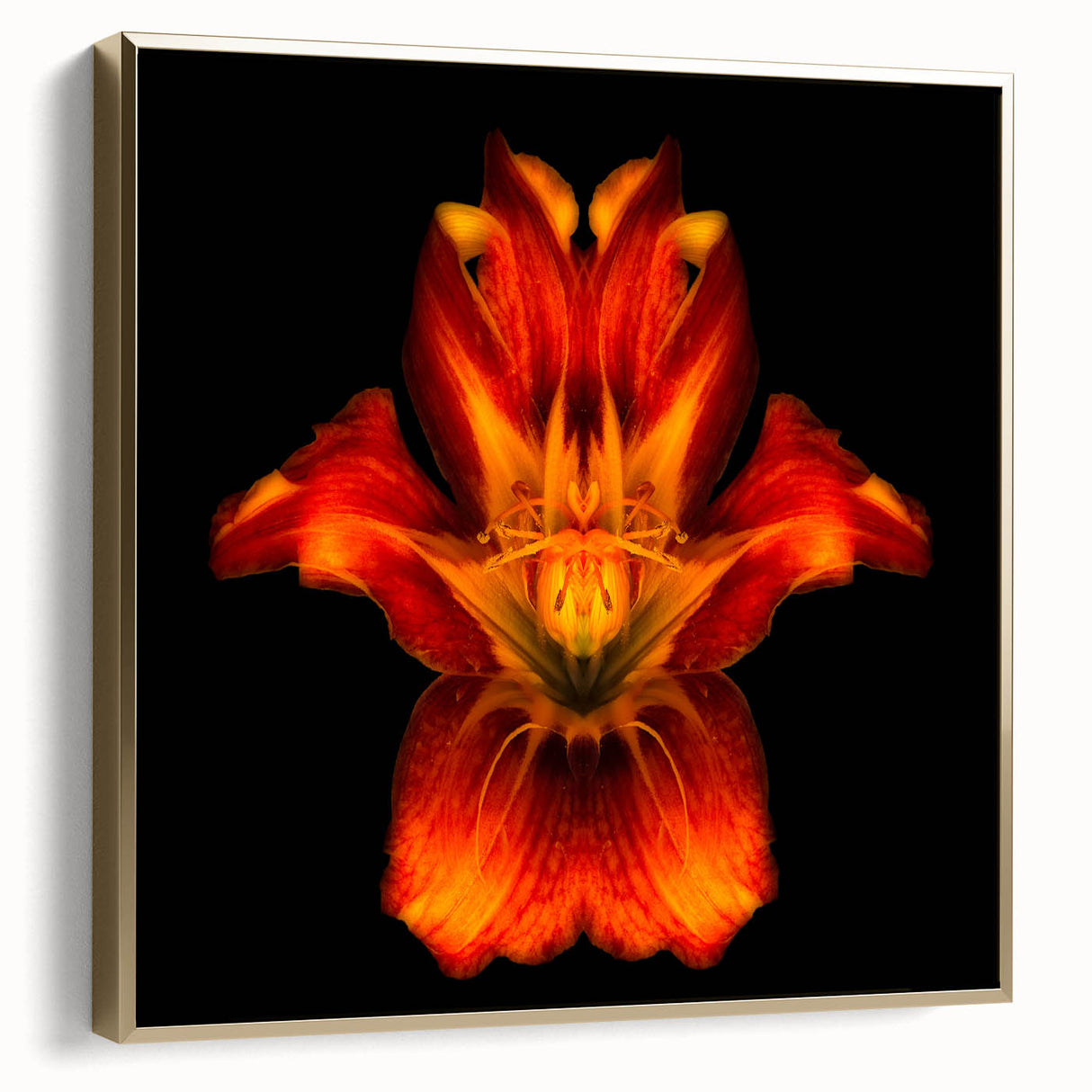 Framed botanical wall art showcasing an elegant lily design in silver and gold tones, perfect for enhancing home decor with a touch of sophistication.