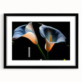 Black-framed botanical wall art featuring a delicate lily design, elegantly matted to enhance its beauty, ideal for modern home decor.