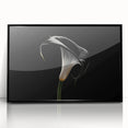 Framed botanical wall art featuring a detailed lily design in vibrant colors, set against a sleek black frame, perfect for home decor enhancement.