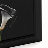Close-up of a framed botanical lily wall art piece showcasing intricate details of vibrant colors against a neutral background, perfect for home decor or floral-themed interiors.