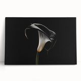Vibrant botanical wall art featuring a stunning lily design on stretched canvas, elegantly leaning against a neutral wall, showcasing intricate floral details and colors.
