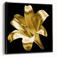 Framed canvas wall art showcasing a botanical lily design, featuring black framing and a side view perspective, perfect for enhancing home decor with nature-inspired elegance.