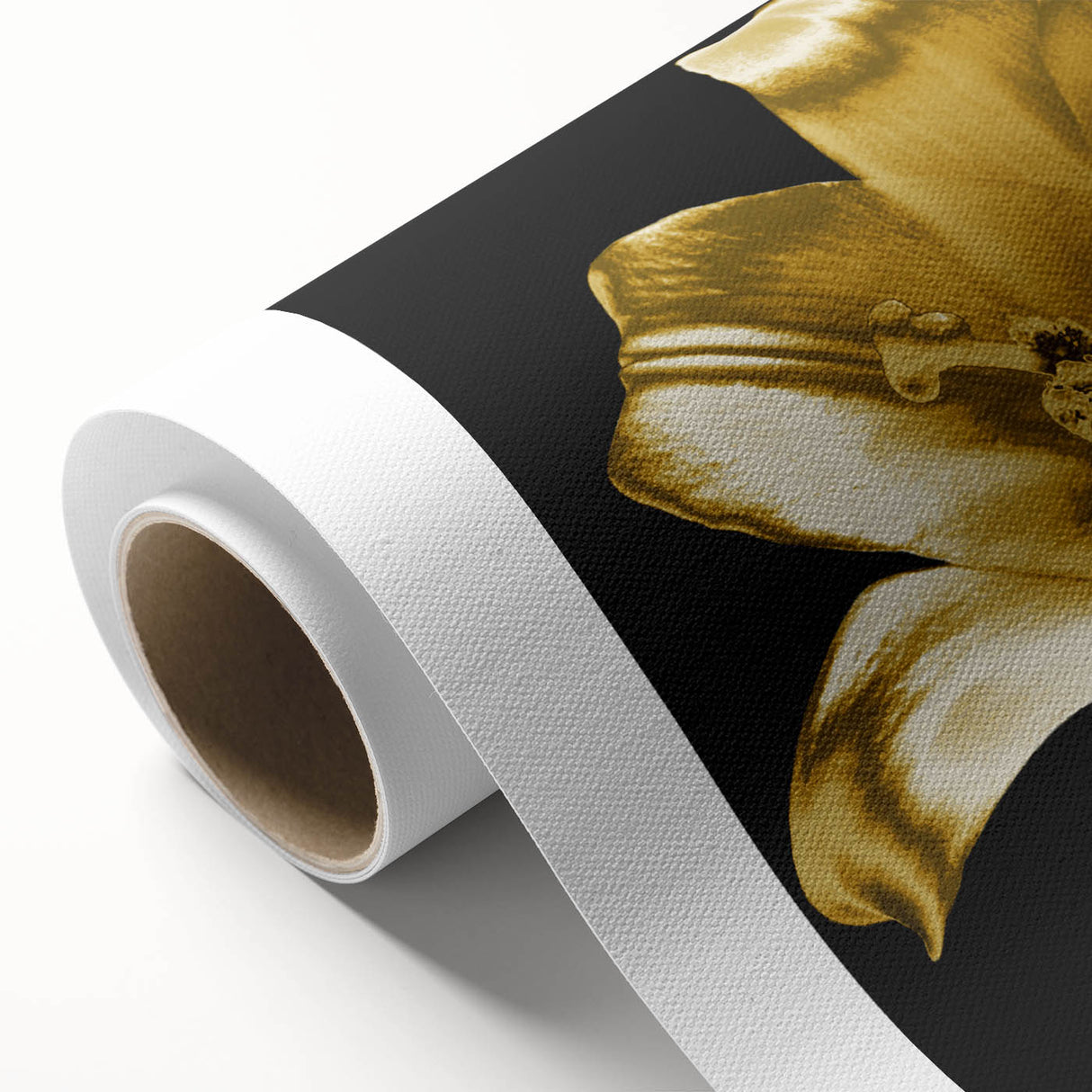 Vibrant rolled canvas depicting a botanical lily design, showcasing intricate floral details in soft pastels, perfect for home decor or art collections.