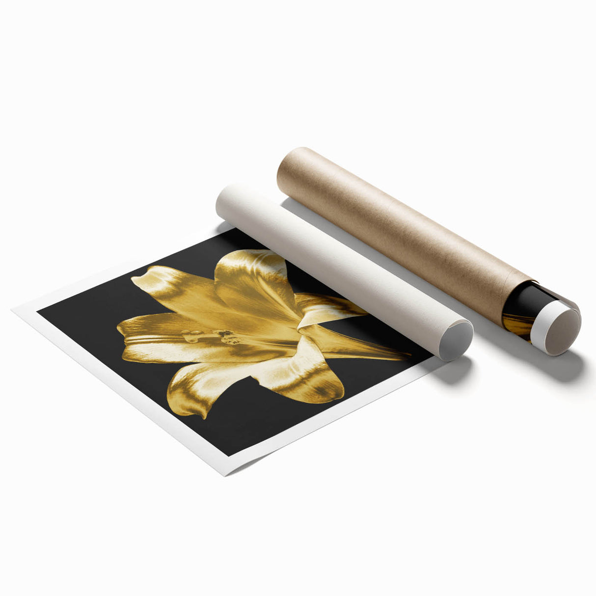 Stunning botanical wall art print showcasing vibrant lilies in various hues, rolled for easy transport and display, ideal for enhancing home decor aesthetics.